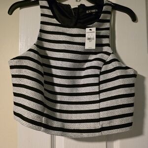 Express Black and White Striped Women's Top